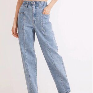 Madewell Size Large Pull-On Balloon Jeans in Closson Wash: Paperbag Edition